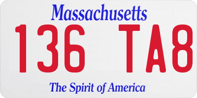 MA license plate 136TA8