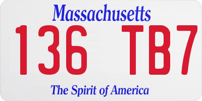 MA license plate 136TB7