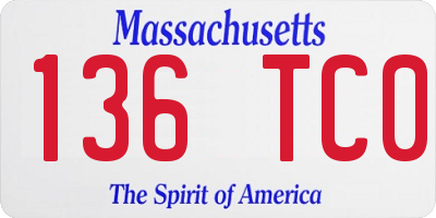 MA license plate 136TC0