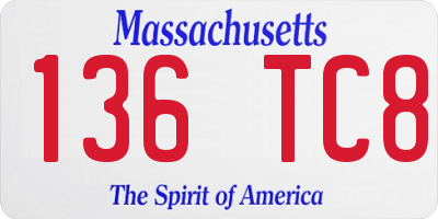 MA license plate 136TC8