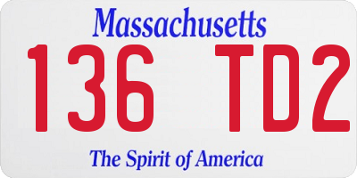 MA license plate 136TD2