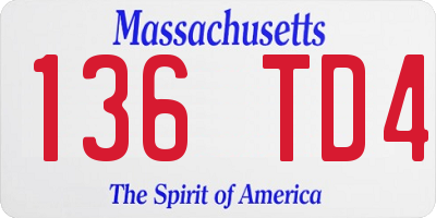 MA license plate 136TD4