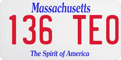 MA license plate 136TE0