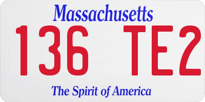 MA license plate 136TE2