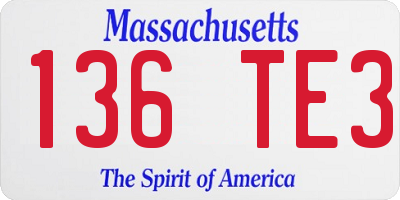 MA license plate 136TE3