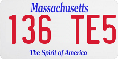 MA license plate 136TE5