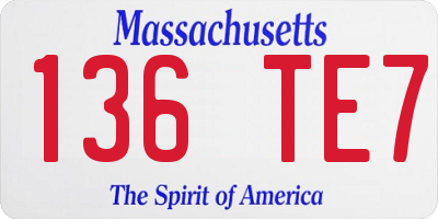 MA license plate 136TE7