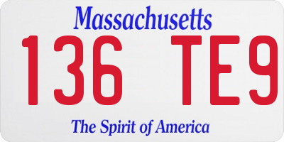 MA license plate 136TE9