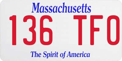 MA license plate 136TF0