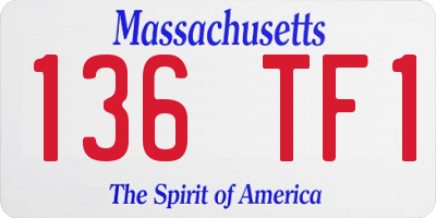 MA license plate 136TF1