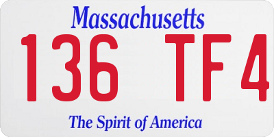 MA license plate 136TF4