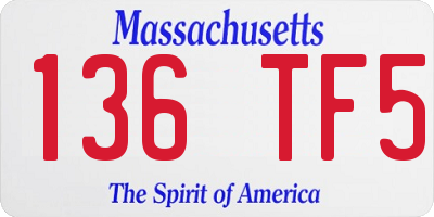 MA license plate 136TF5