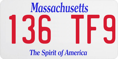 MA license plate 136TF9