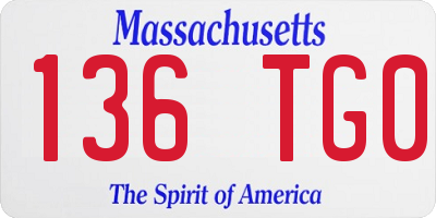 MA license plate 136TG0