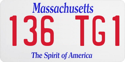 MA license plate 136TG1