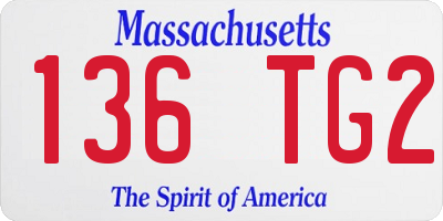 MA license plate 136TG2