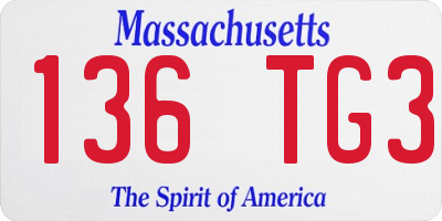 MA license plate 136TG3