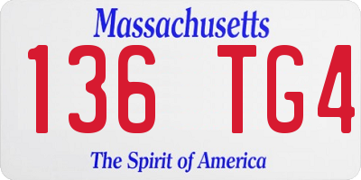 MA license plate 136TG4