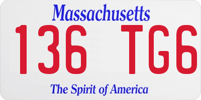 MA license plate 136TG6