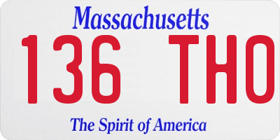 MA license plate 136TH0