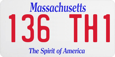 MA license plate 136TH1