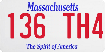 MA license plate 136TH4