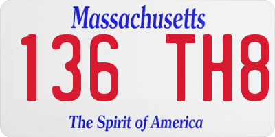 MA license plate 136TH8