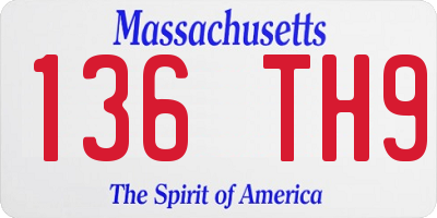MA license plate 136TH9
