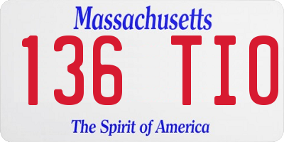 MA license plate 136TI0