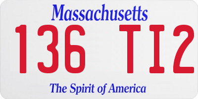 MA license plate 136TI2