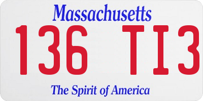 MA license plate 136TI3