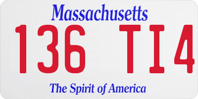 MA license plate 136TI4