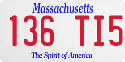 MA license plate 136TI5