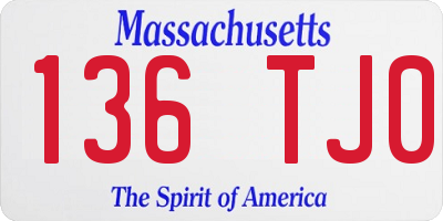 MA license plate 136TJ0