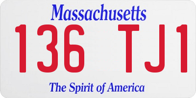 MA license plate 136TJ1