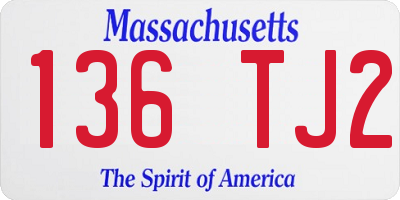 MA license plate 136TJ2