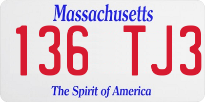MA license plate 136TJ3