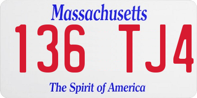 MA license plate 136TJ4