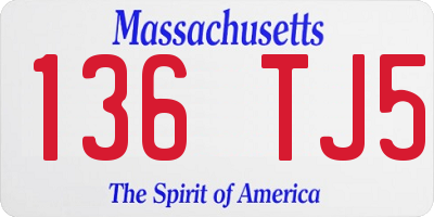 MA license plate 136TJ5
