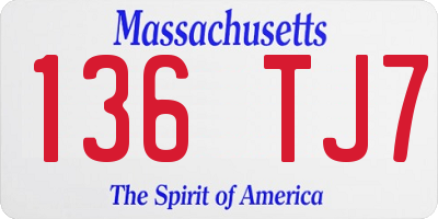 MA license plate 136TJ7