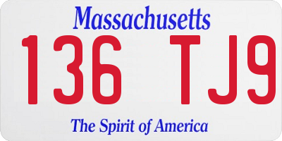 MA license plate 136TJ9