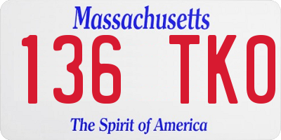 MA license plate 136TK0