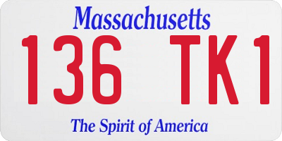 MA license plate 136TK1