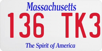 MA license plate 136TK3