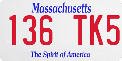MA license plate 136TK5