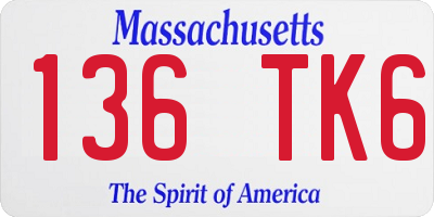 MA license plate 136TK6