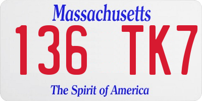MA license plate 136TK7