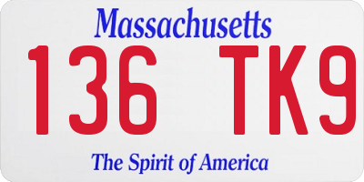 MA license plate 136TK9