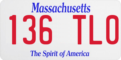 MA license plate 136TL0