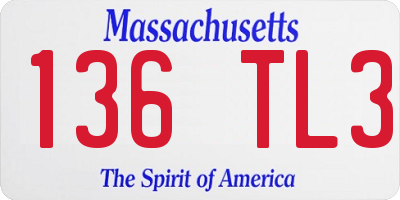 MA license plate 136TL3